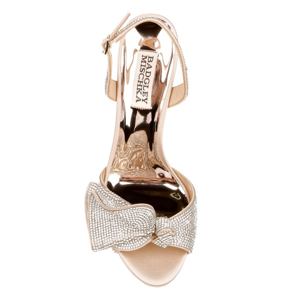 Badgley Mischka Rennie Rhinestone Ruffle Satin High Heel Stiletto Sandal… - Picture 12 of 13